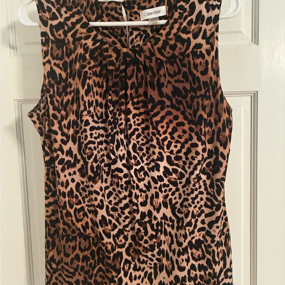 Calvin Klein Animal Print Sleeveless Blouse